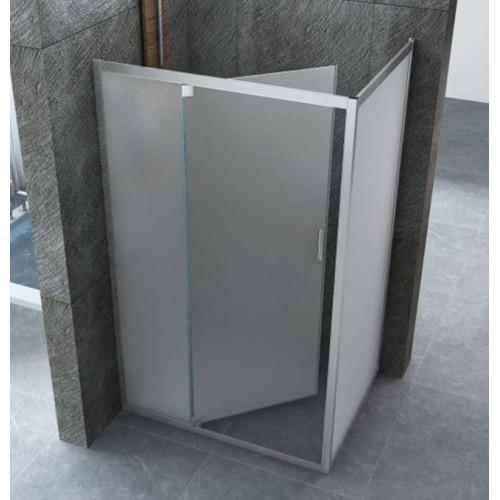 Box Doccia Anta Fissa Battente 2 Lati Angolare Parete Vetro 6mm Cristallo Opaco