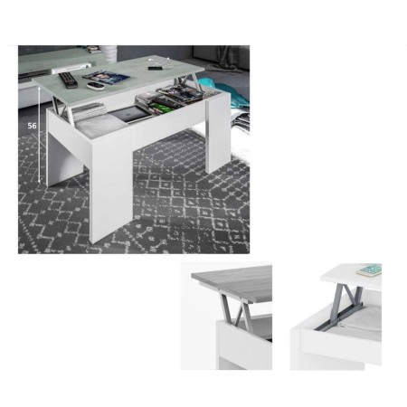 Tavolino da Caffe Bianco Cemento Contenitore Moderno Divano Tavolinetto Salotto