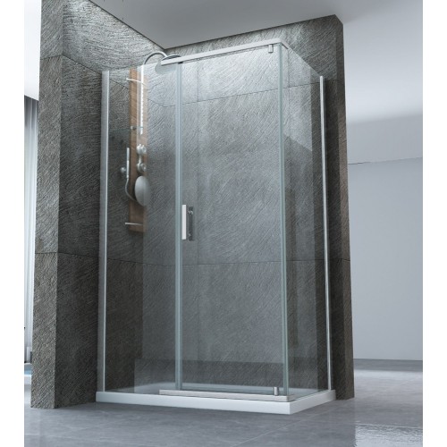 Box Cabina Doccia Anta Battente 70 80 90 100 120 140 Parete Fissa 8mm Cristallo