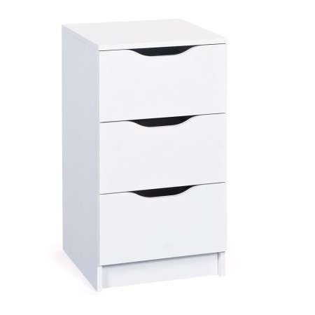 Mobiletto Cassettiera 40 cm 3 Cassetti Bianca Mobile Settimino Comodino in Legno
