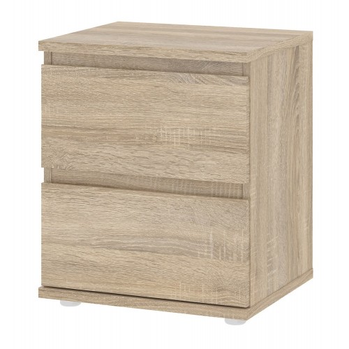 Comodino 40 Bianco Rovere 2 Cassetti Cassetto Camera da Letto Moderno Cameretta
