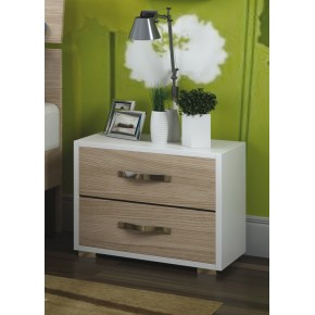 Mobile Comodino Bianco 2 Cassetti Design Camera da Letto Moderno Cameretta Bimbi